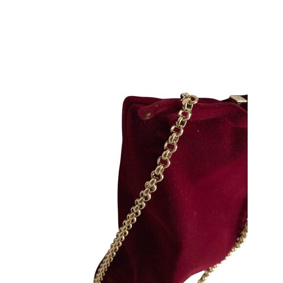 Anya Hindmarch Flocked Crisp Packet Clutch Crossbody Medium Red Burgundy Chain - Picture 8 of 16